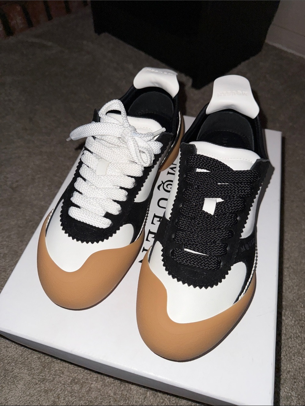 Alexander Mcqueen Women Two-Tone White Black Tan Casual Sneakers